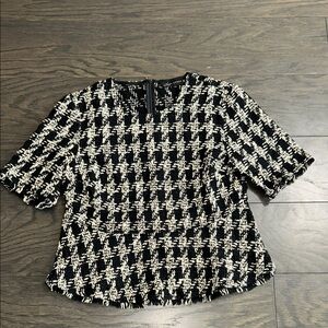 Zara Black and White Checkered Blouse
